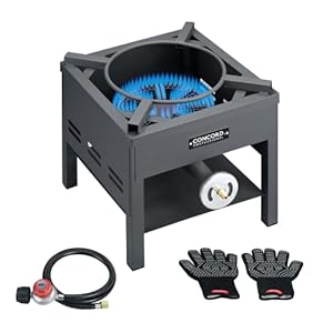 Concord Professional Single Banjo Wok Burner with Stand. Drop In Wok Edition. Up to 270,000 BTU. Great for Home Brewing, Wok Stir Fry, Turkey, Etc. (16″)