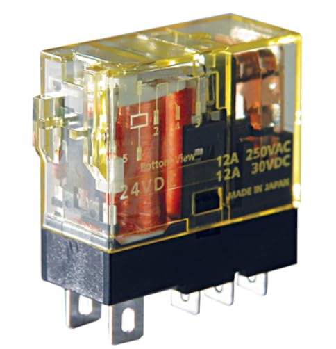RJ1S-C-D100, Relay, E-Mech, SPDT, Ctrl-V 105DC, 12A, 250VAC, Socket Mount, Blade, RJ Series
