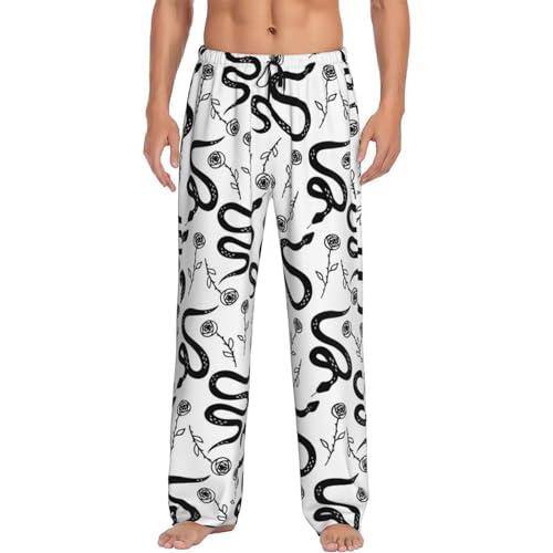 Novastar Mens Pajama Pants Bottoms with Pockets- Funny Black Snake Rose Soft Mens Pj Pants, Comfy Men Lounge Pants4
