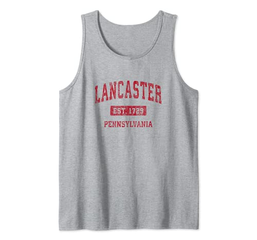 Lancaster Pennsylvania PA Vintage Deportes Diseño Rojo Camiseta sin Mangas