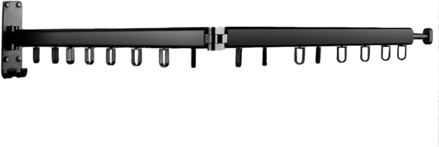 F/Drying Rack Double Rod/Single Rod Multifunctional Clothes Hanger Retractable Foldable Wall Hanging Drying Rack Indoor Outdoor Balcony Coat Clothes Rack,Black2-A