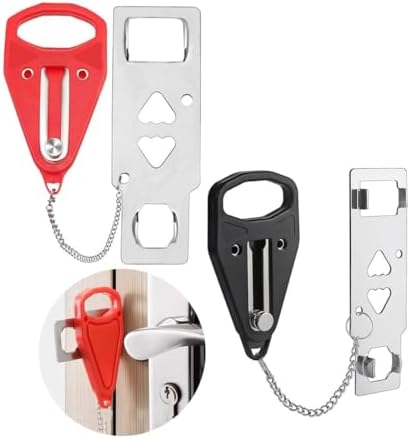 Portable Door Lock for Home and Travel Safety, 2 Pack Travel Lock...