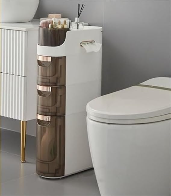 Home Furnishing Multi-Layer Bathroom Cabinet with Wheels Multi-Functional Plastic Storage Cabinet for Living Room Kitchen Study(M)