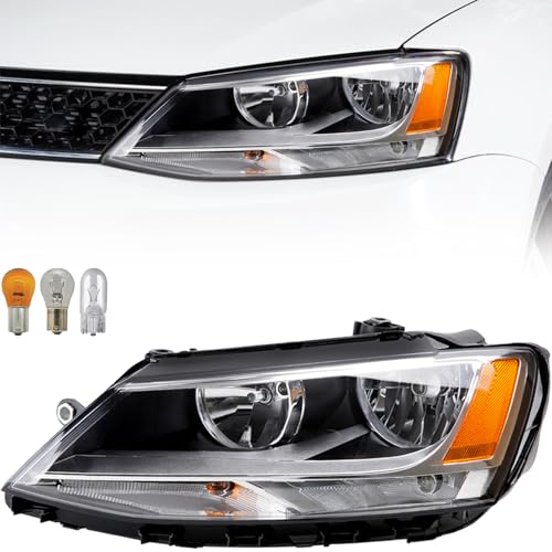 TUSDAR Halogen Headlights Assembly Compatible With 2011-2018 Volkswagen Jetta MK6 Headlamps, 11 12 13 14 15 16 17 18 VW Jetta MK6 Driver Side Headlight Headlamp Replacement