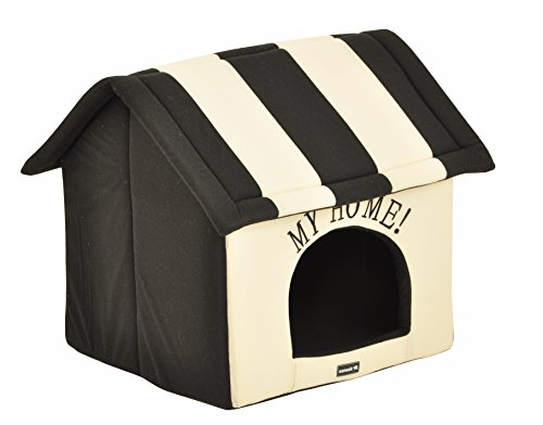 nanook Hundehöhle Katzenhöhle XL Hundebett Katzenbett Hundehaus faltbar flauschig kuschelig (Schwarz Beige, 60cm)
