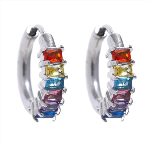 Boucles d'oreilles arc-en-ciel et rond blanc étincelant au style bling unique