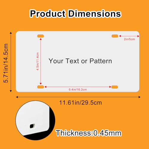 20 Pack Sublimation License Plate Blanks, 0.45mm Aluminum 12x6 Inch Heat Transfer Vinyl Blanks, DIY Custom Front Car Tags for Automotive