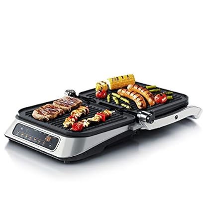 Arendo - Kontaktgrill Elektrogrill - elektrischer Tischgrill - Sandwichmaker - Multi Grill mit Digitalsteuerung 1900 W - 7 Programme - Leicht Reinigung durch abnehmbare Platten - Edelstahl – Bild 3