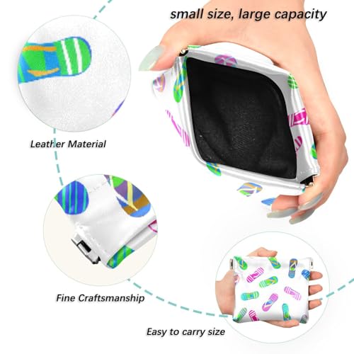 Colorful Flip Flops Coin Purse Leather Pouch Change Purse, Squeeze Coin Pouch for Cards, Keys & Lipsticks, Unisex2