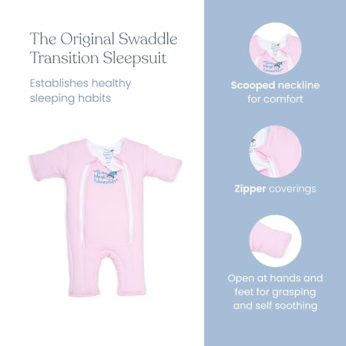magic sleepsuit baby merlin39s cotton baby swaddle transition product - soft and cozy design double zipper for easy diaper changes promotes safe sleep 3-6 months - cream - small 12-18lbs