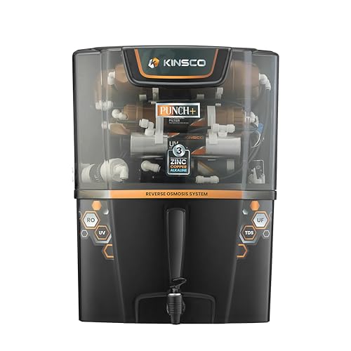 Kinsco Aqua Punch+ Zinc Copper And Alkaline 15Liter Ro + Uv + Uf Water Purifier(Black) With Copper Guard,Ph Enhancer,And Pre-Filter-1-Year Warranty view 2