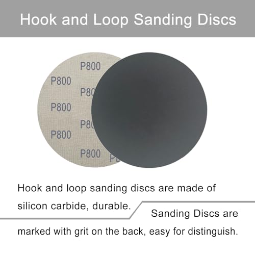 Image of 6 Inch 50 Pcs Wet Dry Sanding Discs Hook and Loop, 800 Grit Sandpaper Automotive Wood Metal Polishing & Sanding, Silicon Carbide Sand Paper for Random Orbital Sander (Grit 800)