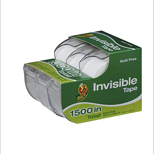 Duck Brand Matte Finish Invisible Tape With Dispenser, 3 Rolls, Each Roll 3/4-Inch x 500 Inches for 1500 Total Inches
