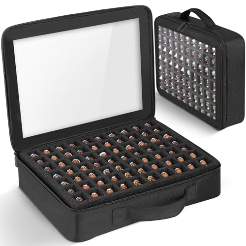 Minahao Toy Storage Case Compatible with Teenymates Party Animal Mini Figures Set.Toys Display Bag with 2 Layers of Foam with Pre-Cut Grooves.Holds 116 Mini Figures & 5 x 7 Puzzle. (Black)