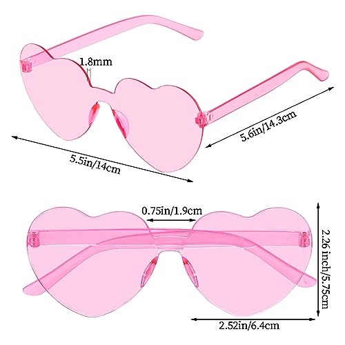 Fengek 30 Pcs Heart Shape Sunglasses Frameless Transparent Glasses Party Favors for Women2
