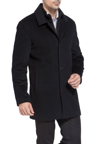 MODERM Men Justin Cashmere Wool Blend Single Breasted Walking Car Coat with Bib (Also available in Big and Tall)2