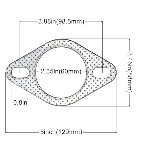 YGQ 2.25 Inch 60mm Exhaust Gasket 2 Bolt for Muffler Flange Manifold High Temperature Graphite w/Fire Ring 2 Pcs