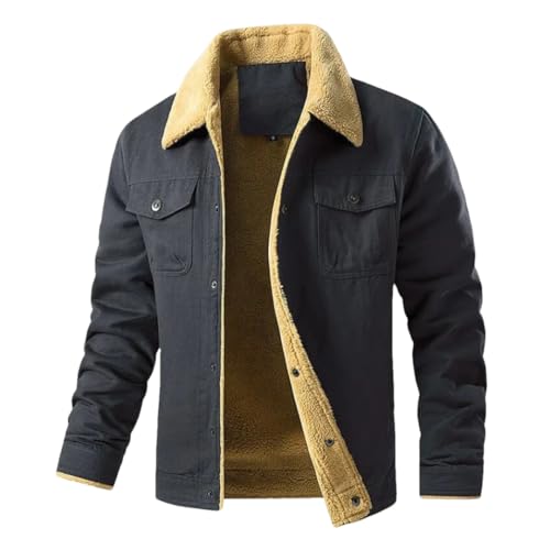 Chaquetas de invierno cálidas de forro polar para hombre, parkas de algodón, múltiples bolsillos, abrigos casuales para hombre, gris, S
