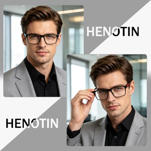 Image of Henotin 5 Pack Reading Glasses for Men, Blue Light Readers for Men, Spring Hinges Computer Eye Glasses