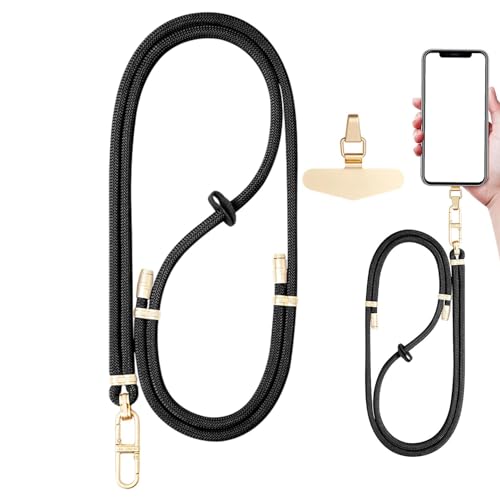 Cordón para teléfono móvil universal y correa de muñeca ajustable negra