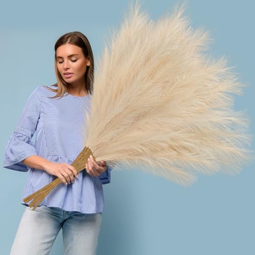BlueCloudy 4 Stems Pampas Grass 120cm Large Artificial Plant