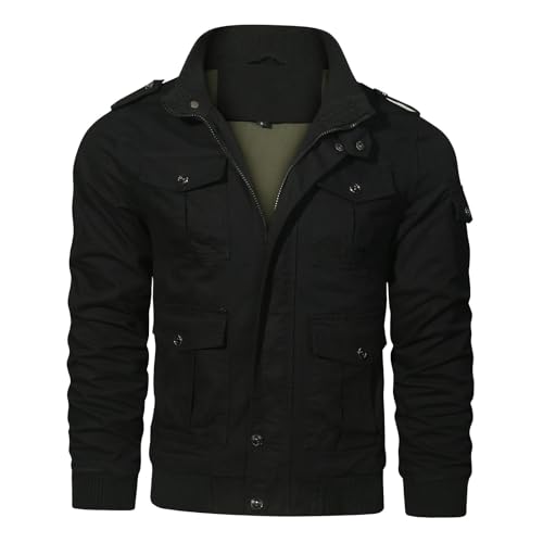Chaqueta de aviador de algodón para hombre, confección robusta estilo militar y acabados cargo