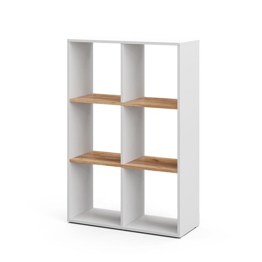 Vicco Meuble de Rangement Cube Karree, Chêne Blanc/​Force de l'or, 72x107.8cm, adapté au Rangement et à la séparation des espaces de Vie