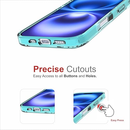 Image of for iPhone Case 16, [Anti-Yellowing Technology] [Military Grade Drop Protection] Shockproof Slim Hybrid Phone Case for iPhone 16 - Crystal Aqua Blue