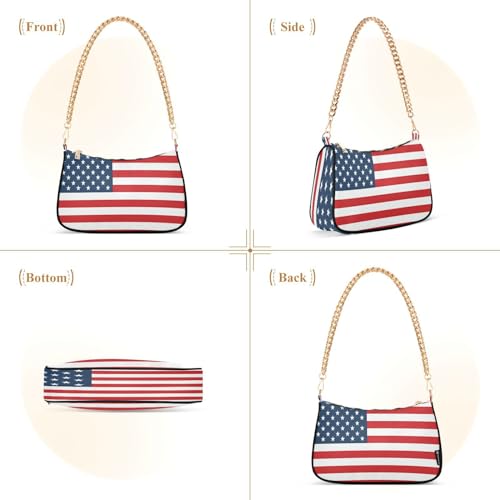 Shoulder Bags for Women American Flag Hobo Tote Handbag Small Clutch Purse with Zipper Closure2