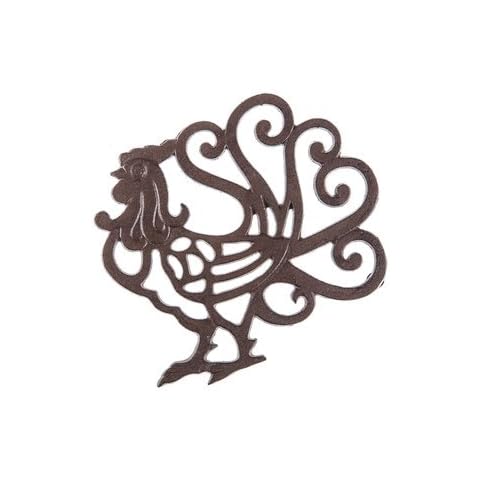 Aunt Chris' Products - Heavy Cast Iron - Rooster Trivet with Elegant Scroll work - With A Vintage Design - Beautiful enough to leave out on your counter top and useful enough for daily use! Cover