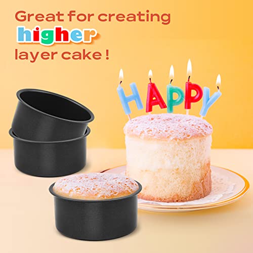 E-Far 4 Inch Cake Pan Set Of 3, Nonstick Stainless Steel Mini Round Cake Pans Tin, Small Size For Baking Smash Cakes/Cheesecake, Stainless Steel Core & Non-Toxic Coating, Straight Side & 2 Inch Deep #TOP3