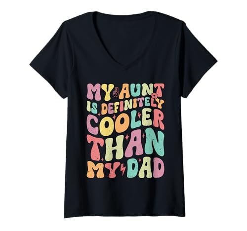 Damen Meine Tante ist definitiv Cooler als Mein Vater, Junge, Mädchen, Tante Love T-Shirt mit V-Ausschnitt