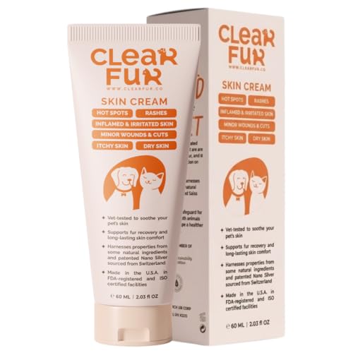 ClearFur Hot Spot & Itch Relief Skin Cream for Dogs & Cats | Fast & Lasting Relief | Treats the Source | Natural Ingredients & Colloidal Silver | Vet-Recommended | Safe & Non-Toxic | Made in USA (2oz)