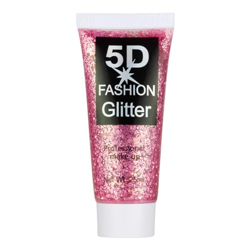 AYBUY Gel Paillettes Visage,Paillette Cheveux Visage,Corps Gel Paillette,Paillette Gel Liquide pour Cosmétique Visage Lèvres Ongles Festival Fête Maquillage Décoration Fête Noël Pâques,Rose,25g