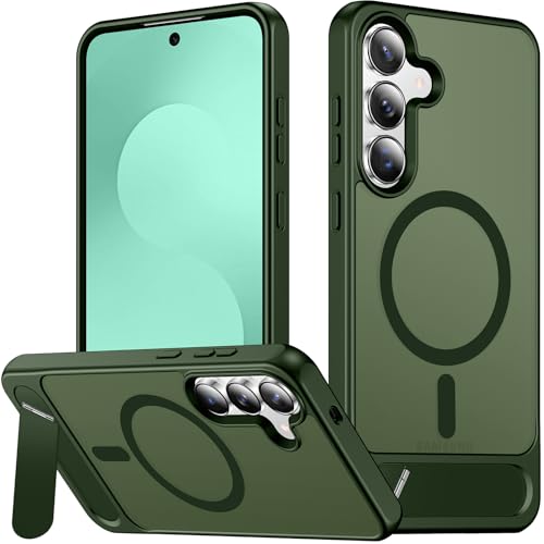 Image of SPIDERCASE Magnetic for Samsung Galaxy S25 FE Case, [3 Stand Ways][ Military Grade Drop Protection] with Invisible Stand Slim Phone Case for S25 FE 5G,Green