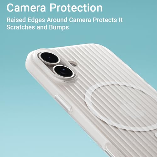 Image of Kapa Matte Magnetic Wave Grip Back Cover for Apple iPhone 16 | [MagSafe Compatible] Wireless Charging, Slim, Metal Buttons Frosted Back Case (White)