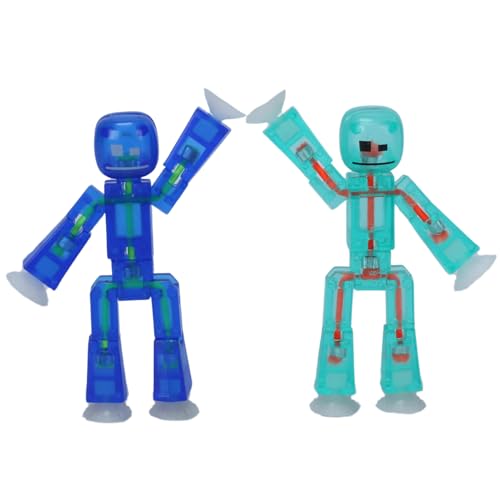 Zing StikBot Dual Pack - Includes 2 StikBots - Collectible Action Figures and Accessories Stop Motion Animation Ages 4 and Up (Clear Shallows & Azure)