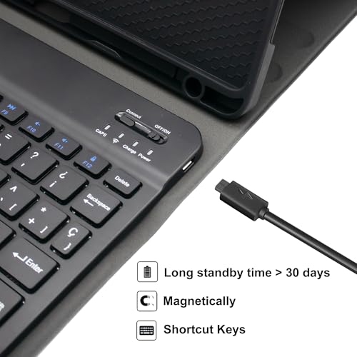 HLTOOP Funda Teclado para Xiaomi Redmi Pad SE 11 Pulgadas 2023/Redmi Pad 2 2025, Diseño Ñ Español, Cubierta Delgada De PU con Teclado Inalámbrico Desmontable Magnéticamente, Ratón para Tableta,Negro - imagen 3