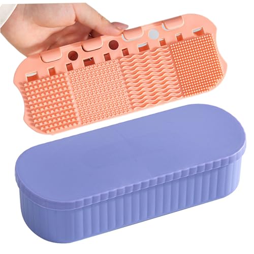 Make-up-Pinselreiniger mit Reinigungsmatte, 3-in-1-Kosmetikpinselreiniger zum Reinigen, Organisieren und Trocknen, tragbarer Make-up-Halter 8, 7 x 3, 5 x 2, 2 Zoll Kosmetik