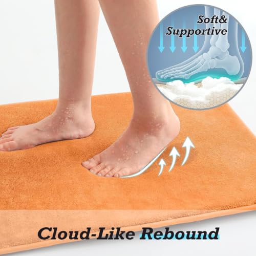 HUXMEYSON Bathroom Rugs Sets 3 Piece, Non-Slip & Quick Dry Bath Mat Set, Ultra Soft Velvet Bath Rugs for Bathroom, Toilet and Shower Floor, Orange by HUXMEYSON - Used condition - Image 7