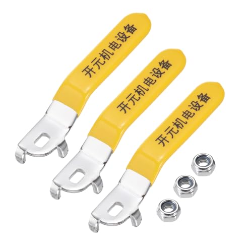 PATIKIL Hebelgriff für Kugelhahn, 3 Stück Metallventilgriff Gesamtlänge 103 mm mit Lochgröße 8x5x3 mm für den Austausch und die Reparatur von Außenarmaturen Gelb