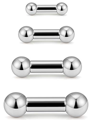 SCERRING 2-4PCS PA Ring Straight Barbell Internally Threaded Monster Screwball Rings 316L Surgical Steel Body Piercing Jewelry 2G 4G 6G 8G