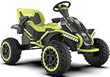 24V Ride on Toy for Big Children, Kids' Electric Vehicles Outdoor Race Toy with 4 Strong Motors Total 300W Bluetooth Speaker and 24V 7AH Big Battery, Adjustable Seat, Electric Cars (Green)