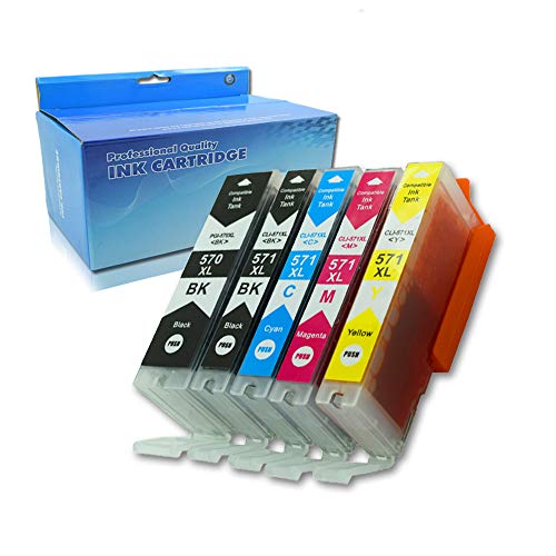 Karl Aiken Compatible para 5 x Canon PGI-570 CLI-571 cartucho de tinta compatible con Canon Pixma MG5700 MG5750 MG5751 MG5752 MG5753 MG6800 MG6850 MG6851 MG6852 MG6853 impresora