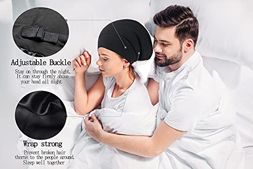Satin Bonnet Silk Lined Sleep Cap- Adjustable Hair Cover Frizzy Hair Beanie Slouchy Night Cap Hair Protection Patients Care #TOP1