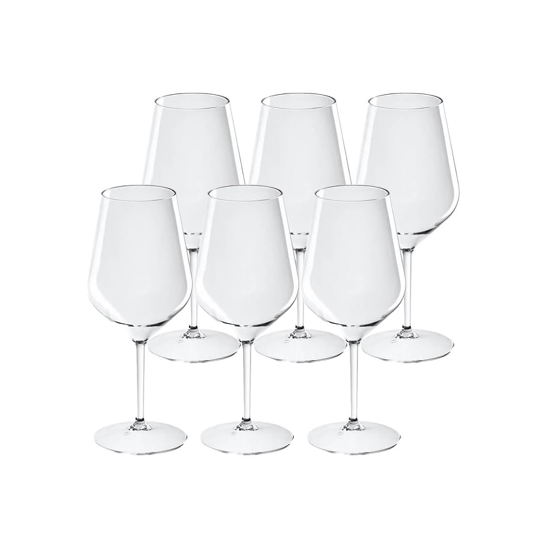 SPARKLERS CLUB Set mit 6 Weingläsern, 47 cl, transparent, bruchsicher, aus Kunststoff, einfache Handhabung, Glas für Abend und Veranstaltungen (transparent)