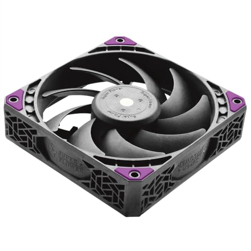 Image of Super Flower, MEGACOOL 120mm Fan, Triple-Pack, 12-Pole Motor Design, PWM, Purple Anti-Vibration Mounting Pads, Computer Case Fan, Remote Control, SF-PF121-BK 3P, 30mm Depth