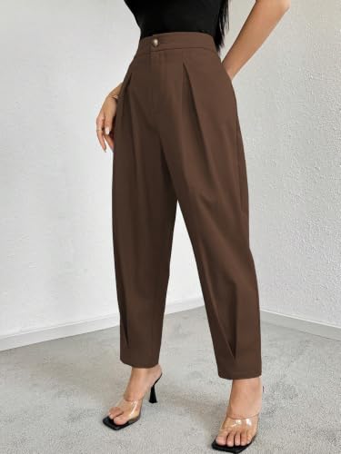Image of GRECIILOOKS Balloon Fit Ankle Length Women Casual Trousers | Ankle Length Pants for Women Zip & Button | Woman Trousers Balloon Pants
