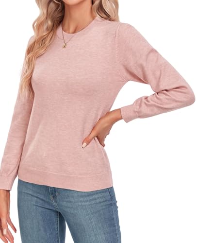 Image of MINTLIMIT Women Lightweight Sweater Crew Neck Soft Knit Casual Basic Long Sleeve Pullover Fall Sweater Blouse Top
