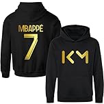 Kids Mbappe Football Hoodie Jersey #7 Kylian Mbappe #10 Black 2024 Kids Soccer Gift Boys PSG